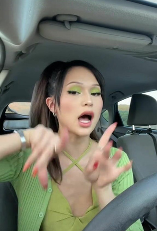 2. Sultry Isabella Sosa in Green Crop Top in a Car