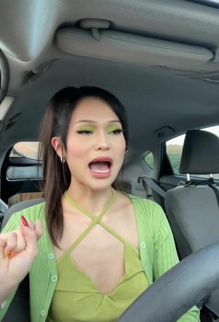 3. Sultry Isabella Sosa in Green Crop Top in a Car