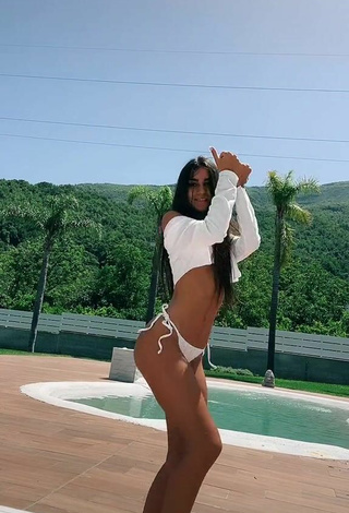 6. Luscious Dalila Cascone in White Bikini at the Pool