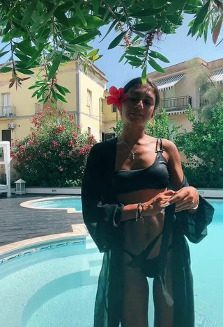 2. Sexy Dalila Cascone in Black Bikini at the Swimming Pool