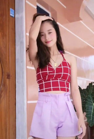 3. Cute Dimple Robillos in Checkered Crop Top