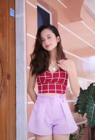 6. Cute Dimple Robillos in Checkered Crop Top