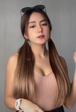 Sexy Eaaayyy Shows Cleavage in Pink Top and Bouncing Boobs