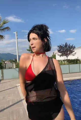 5. Sexy Eda Aleyna in Red Bikini Top at the Pool