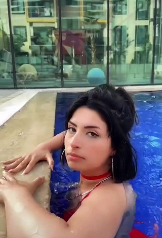 Sexy Eda Aleyna in Red Bikini at the Swimming Pool