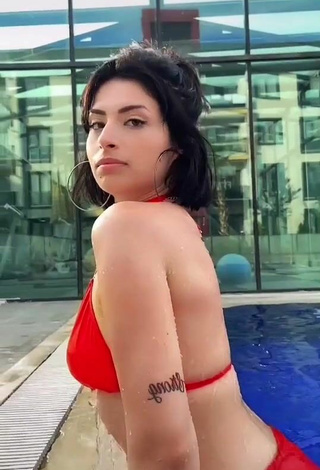 3. Sexy Eda Aleyna in Red Bikini at the Swimming Pool