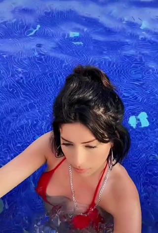 2. Sultry Eda Aleyna in Red Bikini at the Swimming Pool