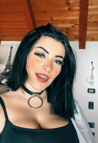 Hot Gaia Macula Shows Cleavage in Black Crop Top