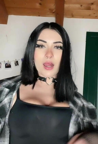 4. Sexy Gaia Macula Shows Cleavage in Black Crop Top and Bouncing Breasts