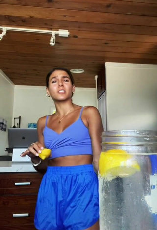 5. Sexy Hannah Jarrah in Blue Crop Top