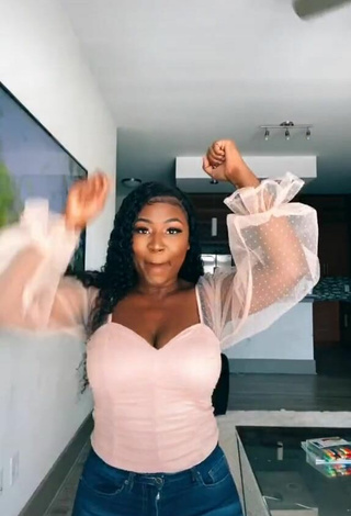 4. Titillating Airionna Lynch Shows Cleavage in Pink Top and Bouncing Boobs