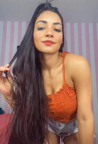 Beautiful Ingrid Muniz in Sexy Orange Crop Top