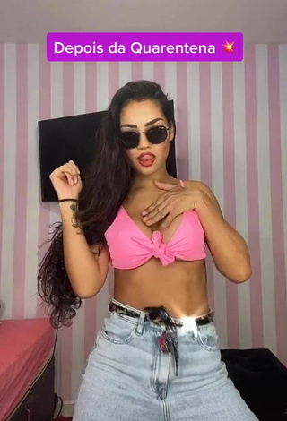 Erotic Ingrid Muniz Shows Cleavage in Pink Bikini Top