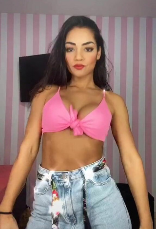 Beautiful Ingrid Muniz Shows Cleavage in Sexy Pink Bikini Top