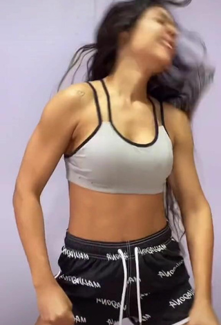 6. Luscious Ingrid Muniz in Grey Sport Bra and Bouncing Breasts