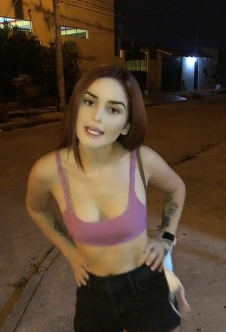 5. Cute Julietaderomeo Shows Cleavage in Pink Sport Bra in a Street and Bouncing Breasts