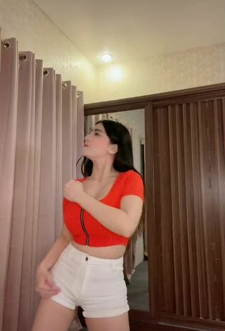 Titillating Karen Anne Tuazon in Orange Crop Top