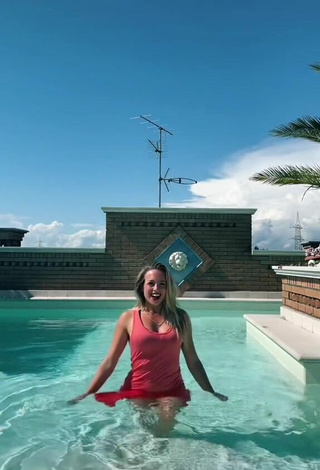 3. Luscious lalequita in Red Dress at the Pool