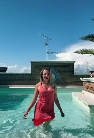 4. Luscious lalequita in Red Dress at the Pool