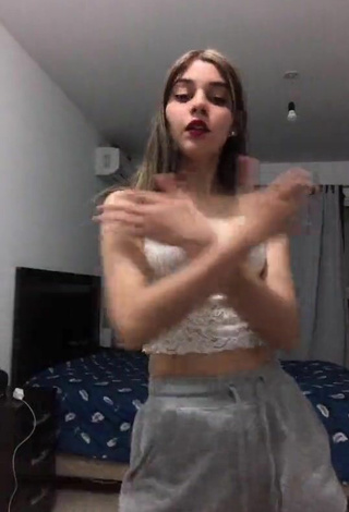 2. Beautiful Luciana in Sexy White Crop Top