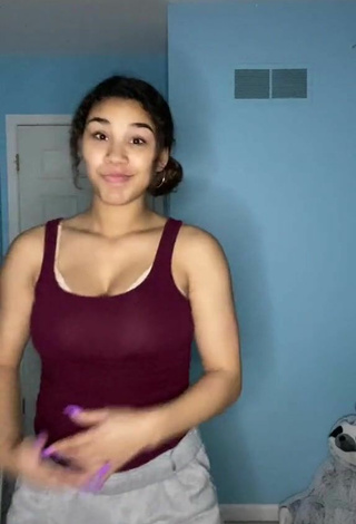 Luscious Makayla Marley Shows Cleavage in Brown Top and Bouncing Boobs