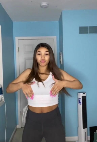 2. Cute Makayla Marley in White Crop Top and Bouncing Breasts