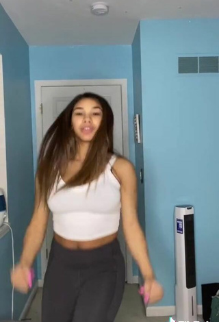 3. Cute Makayla Marley in White Crop Top and Bouncing Breasts