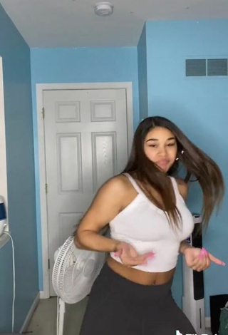 4. Cute Makayla Marley in White Crop Top and Bouncing Breasts