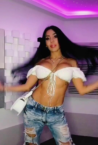 4. Luscious Marcela Reyes Shows Cleavage in White Crop Top