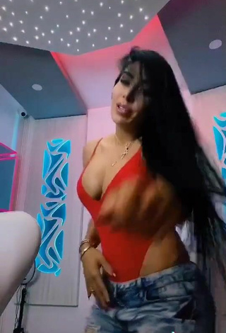 6. Luscious Marcela Reyes Shows Cleavage in Red Bodysuit