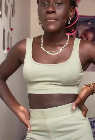 5. Sultry Marta_gueye Shows Cleavage in Olive Crop Top