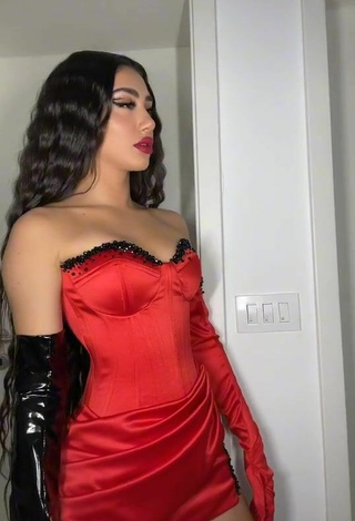 Sultry Melinda Ademi in Red Corset