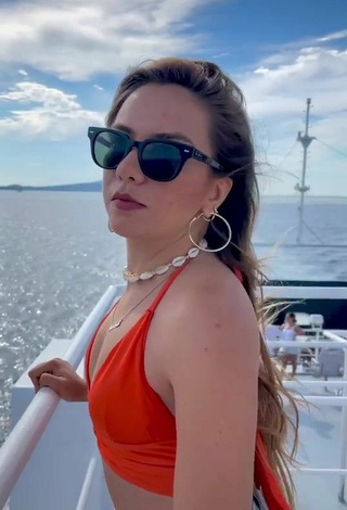 Luscious Melodi Özerdem in Red Crop Top on a Boat