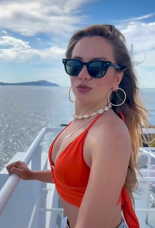 3. Luscious Melodi Özerdem in Red Crop Top on a Boat