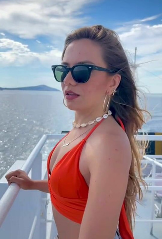 4. Luscious Melodi Özerdem in Red Crop Top on a Boat