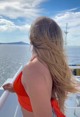 5. Luscious Melodi Özerdem in Red Crop Top on a Boat