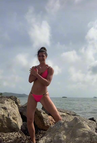 2. Sultry Mica Corimberto in Pink Bikini at the Beach