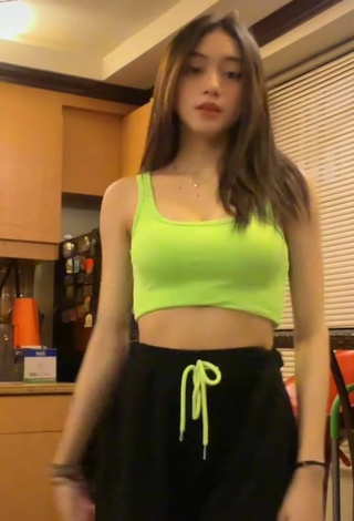 2. Hottest Paulaxdrea in Lime Green Crop Top