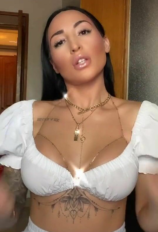 Amazing Pocahontasmaria in Hot White Crop Top