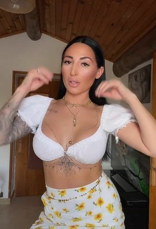 Pocahontasmaria in Cute White Crop Top and Bouncing Tits