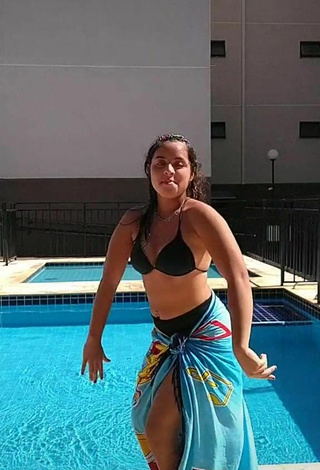 6. Sultry Raquel Toledoh in Black Bikini at the Swimming Pool and Bouncing Boobs