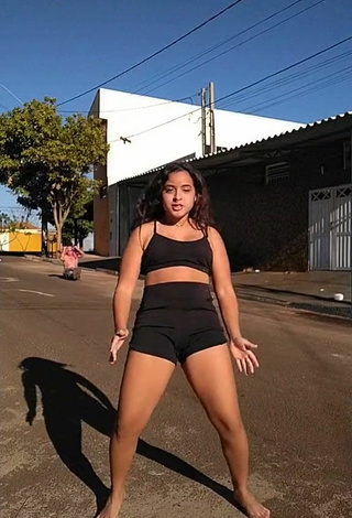 Sweet Raquel Toledoh in Cute Black Crop Top in a Street and Bouncing Boobs