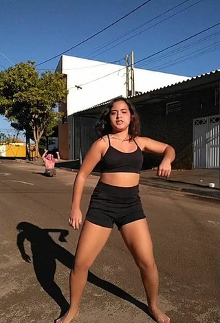 2. Sweet Raquel Toledoh in Cute Black Crop Top in a Street and Bouncing Boobs