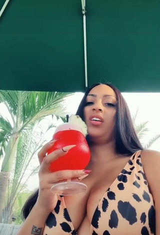 5. Sultry Juliet Ibrahim Shows Cleavage in Leopard Bikini Top