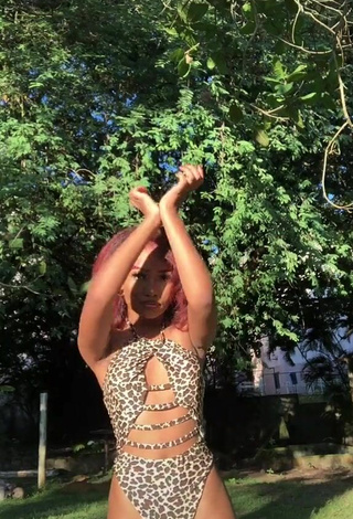 3. Luscious Laiane Rodrigues in Leopard Swimsuit