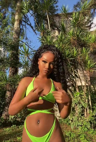 Cute Laiane Rodrigues in Lime Green Bikini