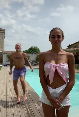 5. Sultry Ydrissia️ in Pink Crop Top at the Pool