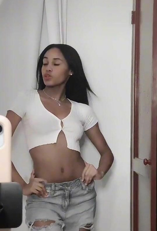 Sexy Yoka in White Crop Top