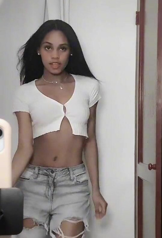 4. Sexy Yoka in White Crop Top