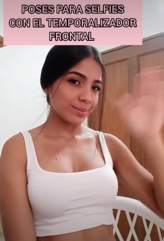 Luscious Melissa Parra Shows Cleavage in White Crop Top